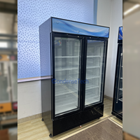 Vitrine de supermarché verticale à porte vitrée, à économie d'énergie, avec refroidissement par air et contrôleur numérique, pour la présentation de produits surgelés
