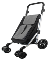 Chariot de courses pliable robuste à 6 roues, cadre en aluminium thermolaqué, chariot utilitaire léger avec grand sac