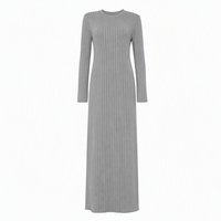 Robe longue côtelée ajustée personnalisée pour femme, robe pull en maille à col rond pour femme, robe maxi pull pour femme