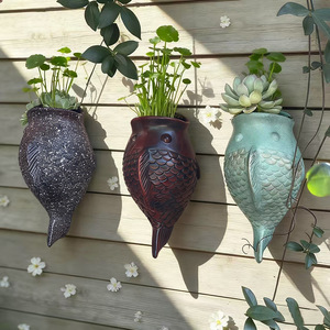 Pot de fleurs mural en forme de poisson tacheté, à suspendre <span class=keywords><strong>au</strong></span> <span class=keywords><strong>mur</strong></span>, style européen, sans perçage requis - Product Image 4