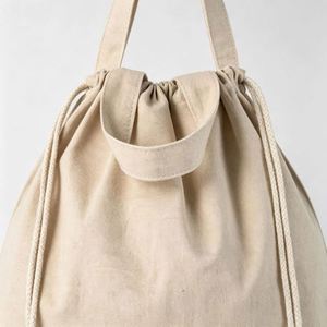 Oversized Large Capacity <b>Canvas</b> <b>Drawstring</b> Sack Backpack, Durable Cotton Storage <b>Bag</b> for Travel Grocery Custom Logo Available - Product Image 3