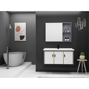 Mueble de Baño CR de 720 mm, Mueble de Aluminio Montado en la Pared, Lavabo de Cerámica Blanco de Una Pieza - Product Image 5