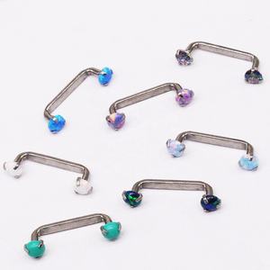 Bijoux de piercing Gaby Titanium Christina en forme de <span class=keywords><strong>L</strong></span> avec disques d'<span class=keywords><strong>opale</strong></span>, bijoux de piercing corporel - Product Image 5