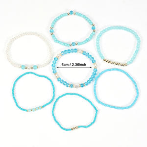 Fashion Jewelry <b>Beaded</b> <b>Bracelets</b> Set 7Pcs Imitation Pearl Bohemia Style Women's Gift Made In China - Product Image 3
