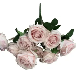 ช่อดอกกุหลาบประดิษฐ์สีขาว ช่อดอกไม้ 9 หัว ช่อดอกไม้งานแต่งงาน ช่อดอกกุหลาบสีชมพู ช่อดอกไม้ประดิษฐ์ดอกกุหลาบ