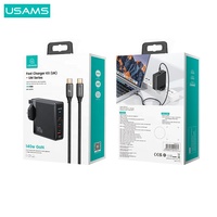 USAMS UM Series CC171 UK T53 140W ACC GaN Pengisi Daya Cepat dengan SJ581 Type-c 240W PD3.1 Kabel Pengisian Cepat untuk Iphone 11 12 13 Ipad