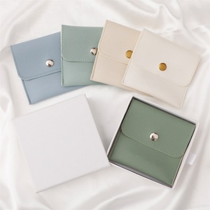 Wholesale Custom Luxury Velvet Dust Bag Small <b>Envelope</b> Flap Snap Square PU Leather Portable Jewelry Pouch Bag - Product Image 3