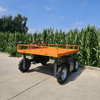 Chariot à plateforme électrique tout-terrain 4 roues 500 kg 1000 W pour la récolte en verger, largeur réglable, chariot agricole