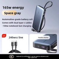 Batterie externe Nexode UGREEN 165W 25000mAh, charge rapide, câble USB C intégré, 4 ports, chargeur portable, sac à dos pour ordinateur portable, iPhone