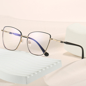 Luxe unisexe oeil de chat métal pleine jante optique lumière bleue lunettes léger confortable toutes les formes de visage à la mode pour ordinateur - Product Image 2