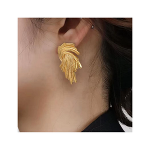 Boucles d'oreilles géométriques plaquées or pour femmes pour cadeau de bijoux - Product Image 1