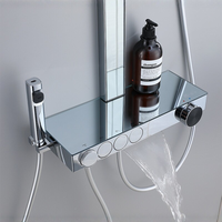 Ensemble de douche moderne et simple en laiton massif avec pommeau de douche et pistolet de pulvérisation mural pour salle de bain