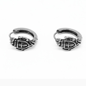 yunnique Huggie Earrings Shield Shape Stainless Steel <b>Punk</b> Style Men Women Jewelry - Product Image 5