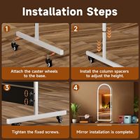 Miroir LED arqué pleine longueur avec rotation à 360° °   Miroir sur pied pleine longueur en verre trempé HD avec roulettes pour la maison, la salle de sport et la chambre