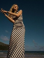 Robe moulante multicolore à rayures pour femme, col en V, en spandex, décontractée, pour soirée, avec taille élastique et fonction antistatique