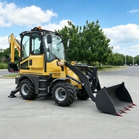 Mini Backhoe Loader Excavator Roda 4 Penggerak Diesel yang Sesuai Standar EPA Euro 5 untuk Pekerjaan Lanskap