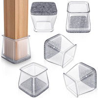 Protecteurs de sol carrés pour pieds de chaise, coussinets de pieds de meubles en feutre de silicone pour planchers en bois dur sans bruit ni rayures