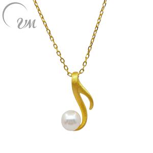 Collar con Colgante en Forma de Nota Musical Chapado en Oro de Plata 925 de UM Jewelry, Perla Natural de Agua Dulce, Regalo de Boda o Compromiso - Product Image 1