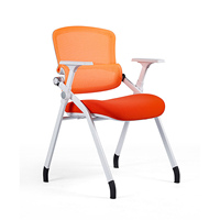 Chaise de formation ergonomique pliable en maille avec tablette d'écriture, accoudoirs intégrés et siège en mousse haute densité pour salle de conférence