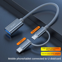 Adaptateur de téléphone en gros 2 en 1 Câble adaptateur OTG Micro USB Type C USB C vers USB 2.0 Câble adaptateur OTG