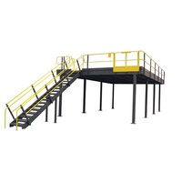 Système de plancher mezzanine en métal à usage intensif personnalisé avec escaliers en acier pour le stockage en entrepôt