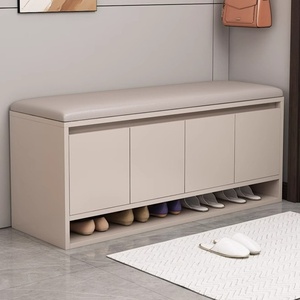 Taburete para Zapatos de Uso Doméstico, Diseñado con un Estilo Moderno y Minimalista. Consiste en un taburete con un pequeño gabinete integrado. - Product Image 5