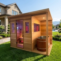 Cabine de sauna électrique extérieure moderne en bois massif de qualité supérieure avec bain de glace pour villa