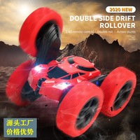 Voiture RC de drift 4 canaux 2,4 GHz à 360 degrés, conduite double face, 4x4 tout-terrain, portée 50 m, lumières LED, rechargeable, prête à l'emploi
