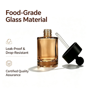 Customized Unique Design Matte Engraved 30ml 40ml 50ml 60ml Empty Round Glass Dropper Bottle For Essential Oil &amp; Cosmetic Use