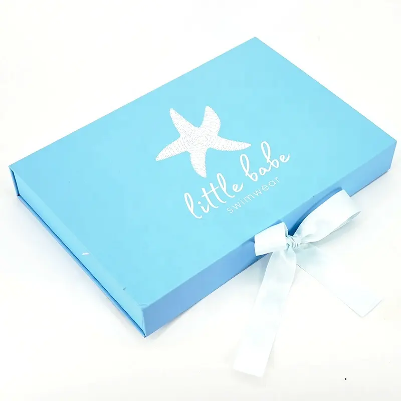 럭셔리 커스텀 에코 프렌들리한 여름 수영복 의류 블루와 화이트 종이 판지 포장 마그네틱 선물 상자