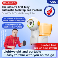 Machine à balles de tennis de table automatique Pusun Original Factory pour DORASmart, robot de ping-pong écologique en plastique, rotation variable