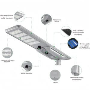 Sıkı Kalite Kontrolü 12.8V Güneş Enerjili Işık Üreticisi Hepsi Bir Arada LED 30W 60W 80W 120W 200LM/W Şehir Yolu İhale Projesi için - Product Image 4