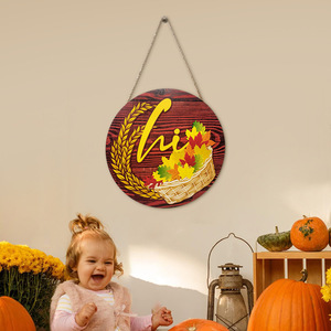 American Country Style Fall Thanksgiving Wooden <b>Sign</b> Circular Brown Wall Decor For Home Living Room Bedroom <b>Bathroom</b> - Product Image 3