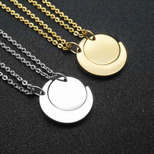 MECYLIFE Conjunto de Collar de Regalo de Mejores Amigos <span class=keywords><strong>Soul</strong></span> Sister Regalos Familiares Collar Colgante de Luna de Acero Inoxidable Joyería de Amistad - Product Image 5