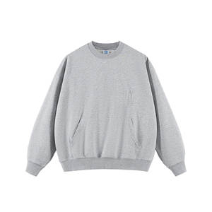 ODM Classic 420g Round Neck Silk Screen Print Black <b>Sweatshirt</b> Plain Thick Oversized <b>Sweatshirts</b> for Men - Product Image 3