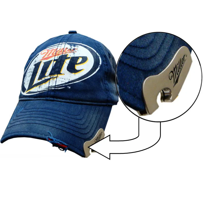 مخصص عالية الجودة بيرة ترويجية قبعات البيسبول مع فتاحة الزجاجات قبعة