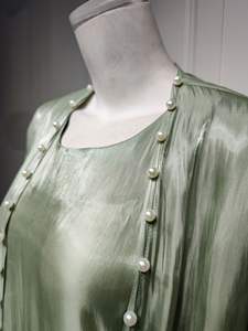 SIPO-vestido musulmán con cuentas de burbuja, conjunto de Color sólido de seda, Abaya abierta, Abaya, 2023 - Product Image 3