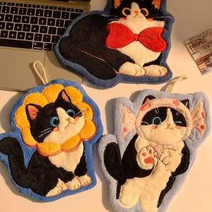 <span class=keywords><strong>Toalla</strong></span> de mano cuadrada acolchada con dibujos de gatos encantadores, <span class=keywords><strong>Toalla</strong></span> de baño absorbente de secado rápido para toallitas de baño para niños - Product Image 5