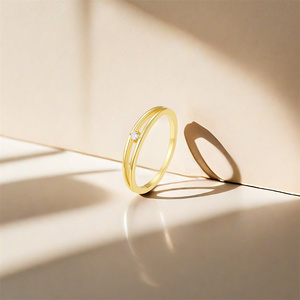 CANNER New Arrival Minimalist 925 Sterling Silver Double Layers18k Gold Plated Cubic Zirconia <b>Stacker</b> <b>Rings</b> for Women - Product Image 3