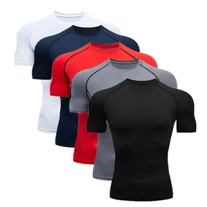 에코 코치 새로운 여름 남성용 압축 셔츠 운동 빠른 건조 통기성 발진 가드 운동 꽉 운동 탑 T 셔츠