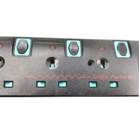 Multiprise noire 4 prises UK, 13A BS1363 avec interrupteurs individuels, rallonge électrique