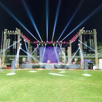 Estructura de Escenario Portátil de Aleación de Aluminio para Conciertos y Eventos, Estructura de Iluminación de Techo con Patrón Triangular Hecha de Madera Contrachapada
