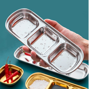 304 Stainless Steel <b>Condiment</b> <b>Tray</b> Three Compartment Durable For Food Serving Home Use - Product Image 2