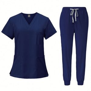 Ensemble de blouses médicales personnalisées avec logo pour femmes et hommes, haut extensible à col en V et pantalon, cadeau promotionnel - Product Image 4