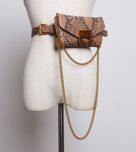 Luxus schwarz Leder <span class=keywords><strong>Snake</strong></span> Print Kette Gürtel tasche Geldbörse Cross body Brieftasche kleine Designer Gürtel tasche Frauen Taille Telefon - Product Image 2