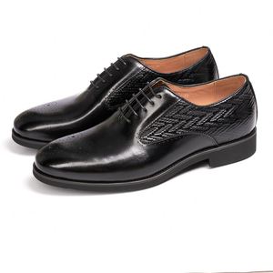 High Quality Custom Men's Oxford Lace-up <b>Flat</b> Dress Shoes Top Layer Genuine Leather Luxury Anti-Slip Formal Wedding Shoes Spring - Product Image 1