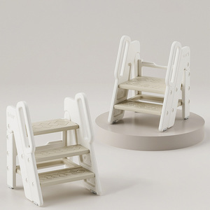 Ventes directes Enfants Toddler <span class=keywords><strong>Tour</strong></span> d'apprentissage Tabouret de toilette antidérapant En plastique Pliant Multi Hauteurs 2 Marchepied Escabeau - Product Image 2