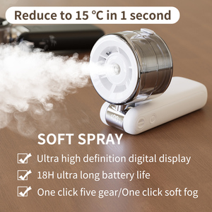 Ventilateur portable rafraîchissant pliable, mini-ventilateur à main rechargeable par USB, 1-100 vitesses, haute vitesse, ventilateur de cou suspendu pour le <span class=keywords><strong>camping</strong></span> et les activités de plein air - Product Image 1