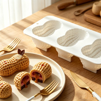 Moule à gâteau en silicone de qualité alimentaire Yongli en forme d'arachide, résistant à la chaleur, à trois cavités, pour la pâtisserie