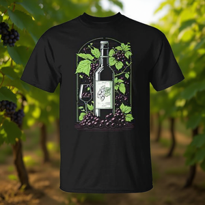 Camiseta premium Wine And Grapes para adultos, unisex, diseño gráfico negro - Product Image 3